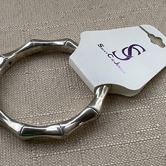 Savvy Cie Jewelry Women Bracelet BS925 Silver Tone Wrist band New - Picture 4 of 7